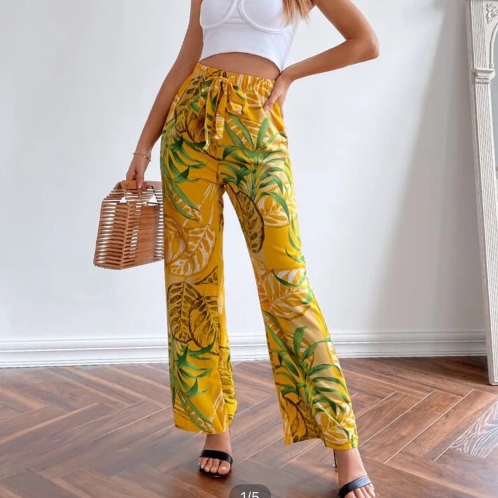 Tropical Wide Leg Pants